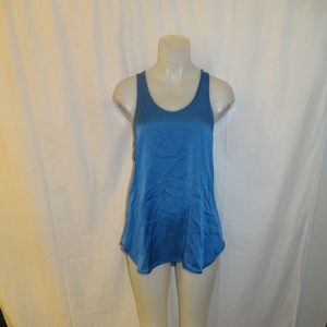 THEORY SILKY BLUE TANK TOP W/SIDE BUTTONS L